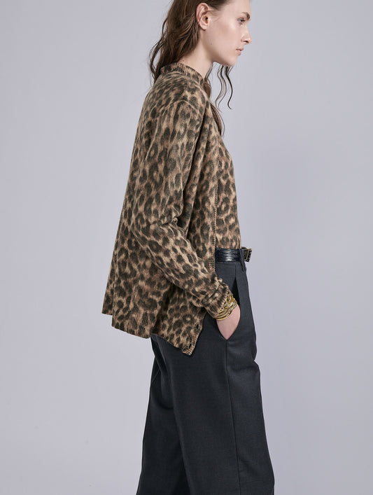 Cardigan en maille imprimé léopard