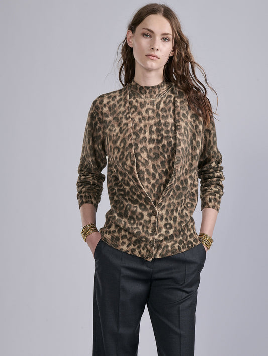 Cardigan en maille imprimé léopard