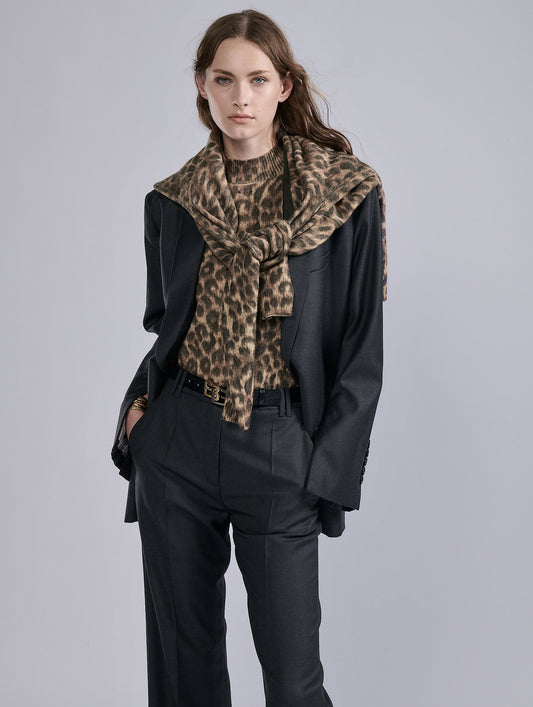 Pull sans manches en maille à imprimé léopard