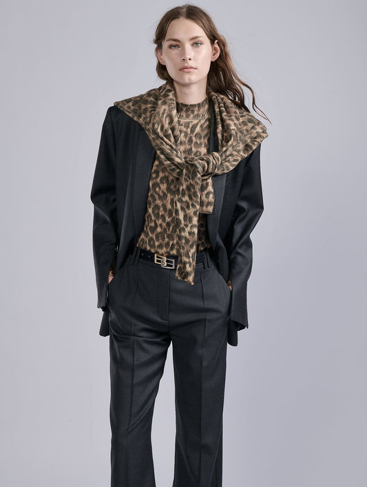 Pull sans manches en maille à imprimé léopard