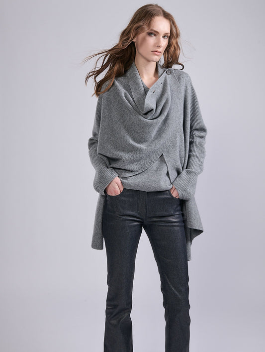 Cardigan en laine et cachemire gris