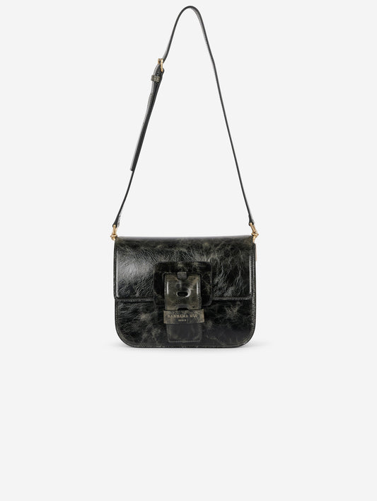 Sac "Touch Me" en cuir verni gris