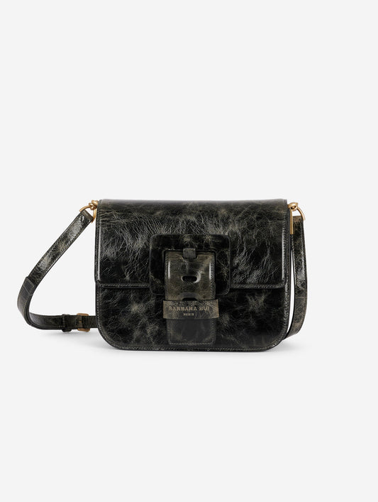 Sac "Touch Me" en cuir verni gris