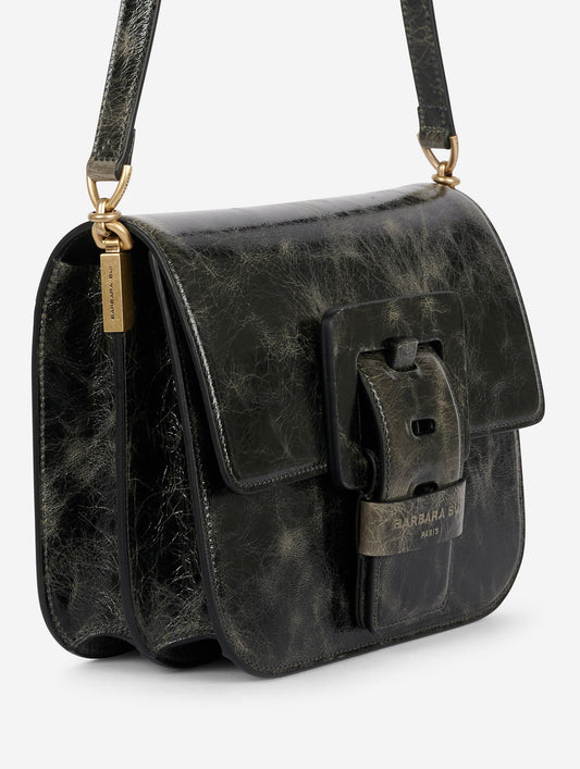 Sac "Touch Me" en cuir verni gris