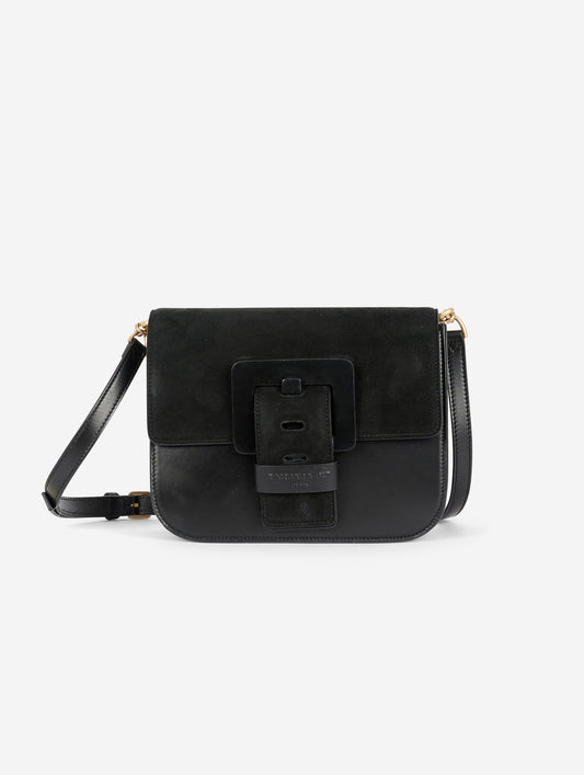 Black suede and leather "Touch Me" bag
