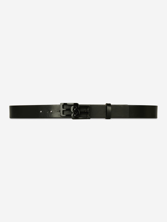 Ceinture logo en cuir noir