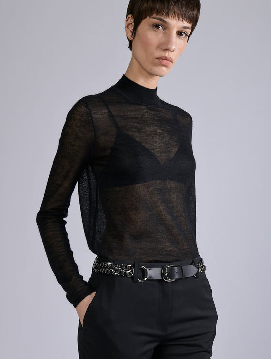 Ceinture en chaines et cuir noir