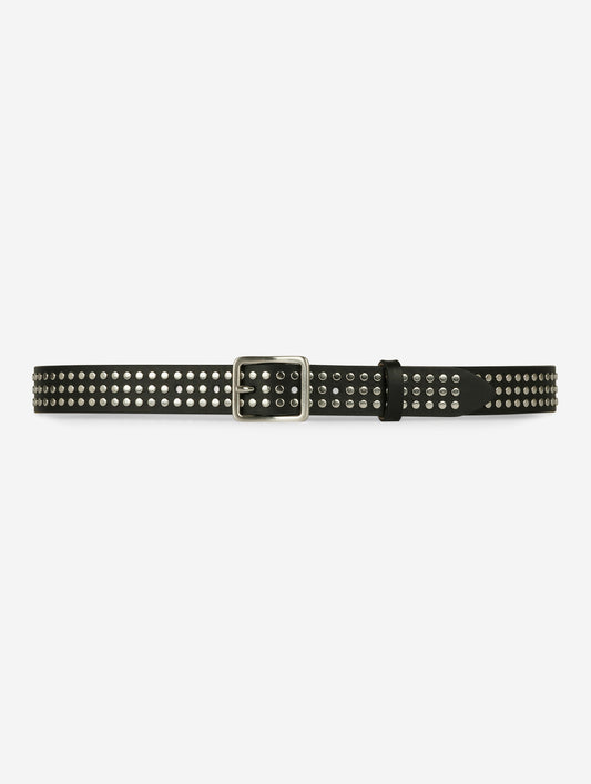 Ceinture cloutée en cuir noir