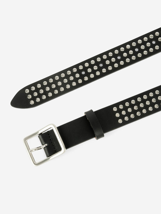 Ceinture cloutée en cuir noir