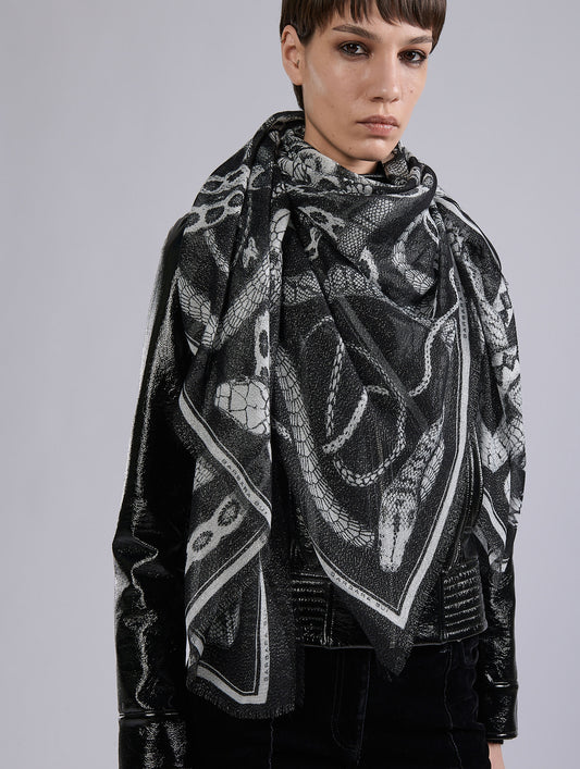 Metallic snake-print scarf