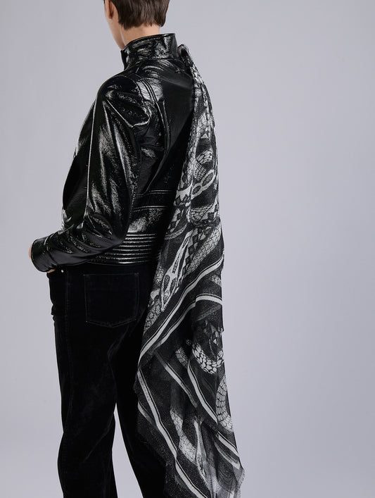 Metallic snake-print scarf