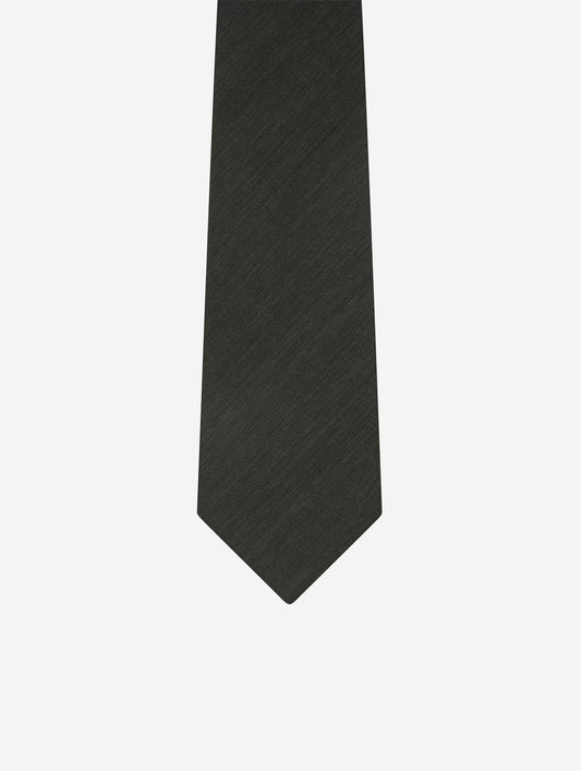Grey fine wool-silk blend tie