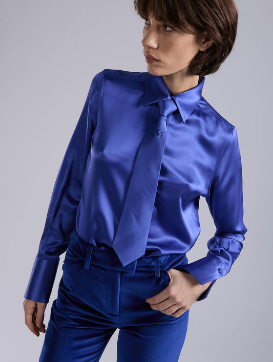 Blue silk satin tie
