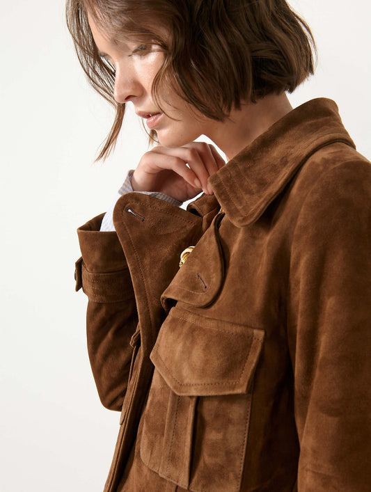 Brown suede trench coat