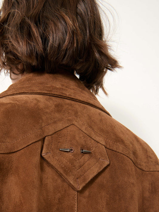 Brown suede trench coat