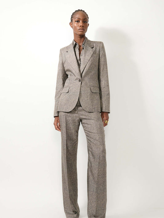 Veste de costume en twill de soie imprimé Lino