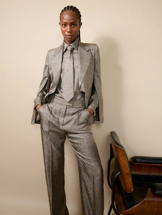 Veste de costume en twill de soie imprimé Lino