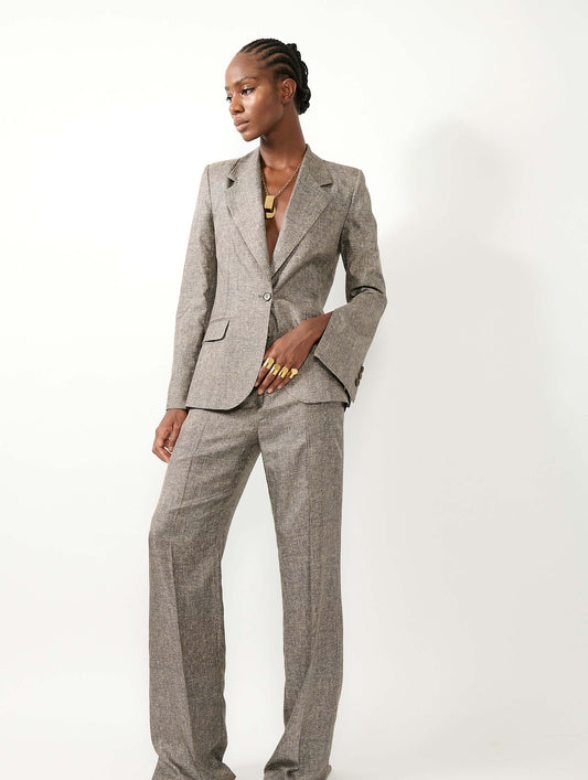 Veste de costume en twill de soie imprimé Lino