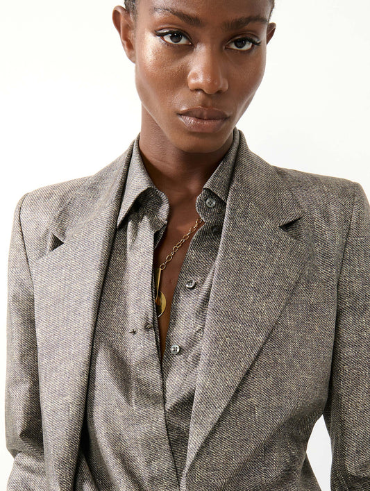 Veste de costume en twill de soie imprimé Lino