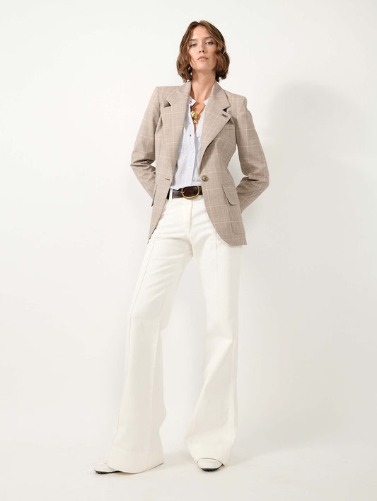 Sand Prince of Wales check suit jacket