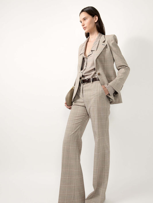Sand Prince of Wales check suit jacket