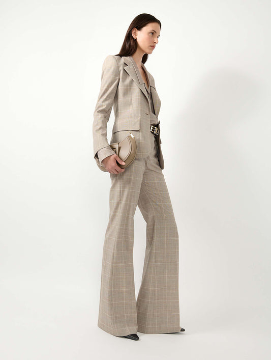 Sand Prince of Wales check suit jacket