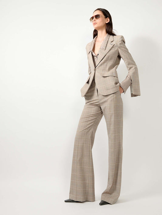 Sand Prince of Wales check suit jacket