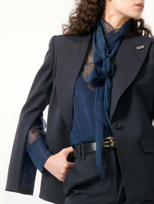 Veste cintrée en gabardine de laine navy