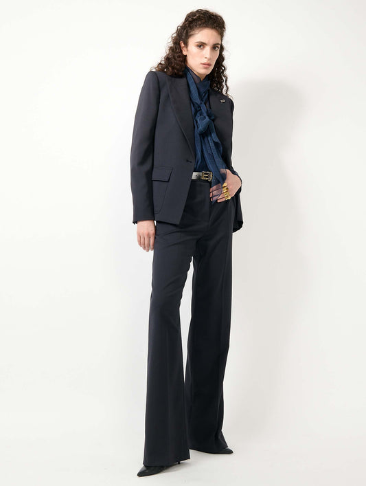 Veste cintrée en gabardine de laine navy