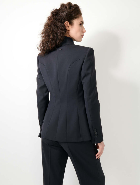 Veste cintrée en gabardine de laine navy