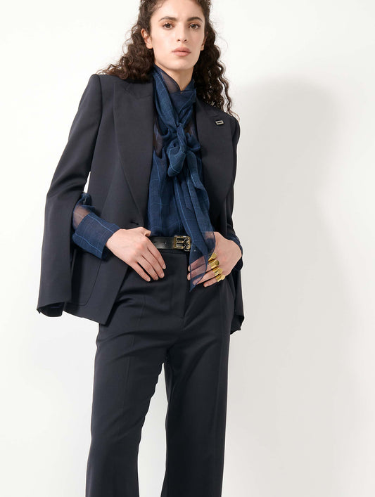 Veste cintrée en gabardine de laine navy