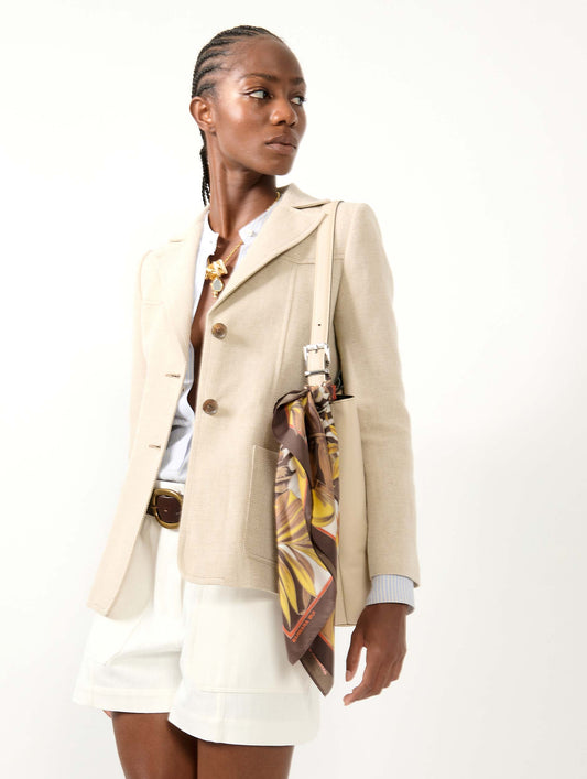 Sand linen drill jacket