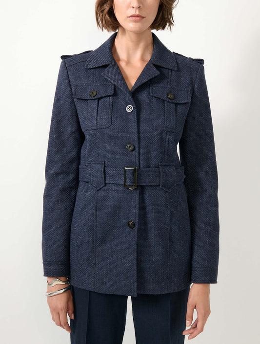 Veste saharienne en natté navy