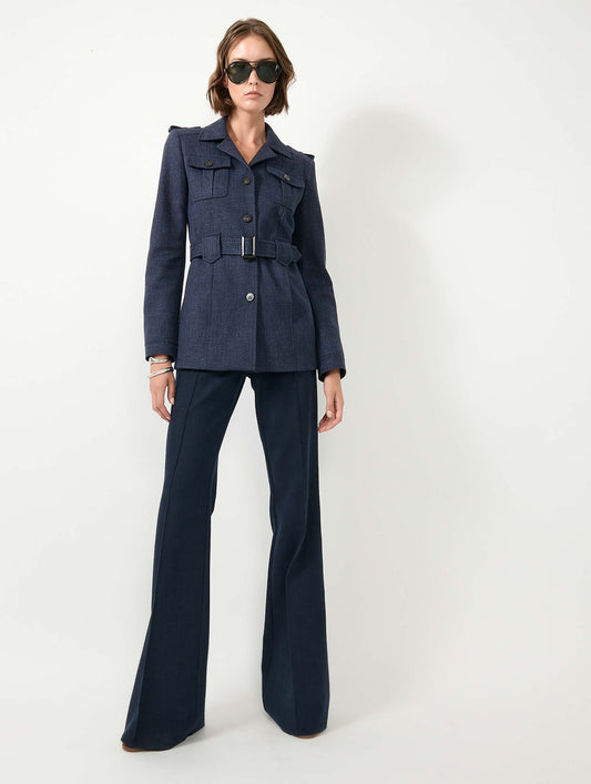 Veste saharienne en natté navy