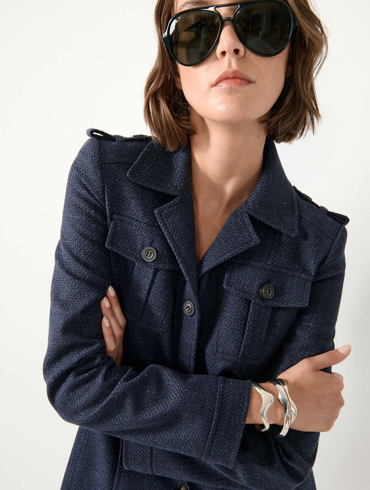 Veste saharienne en natté navy