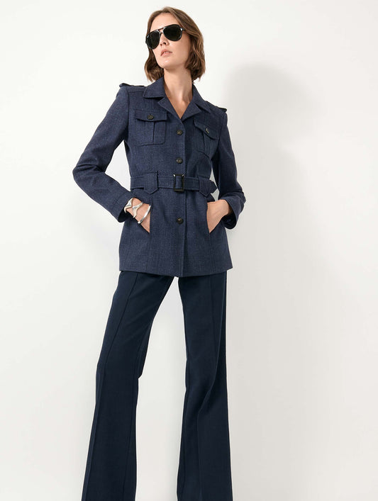 Veste saharienne en natté navy