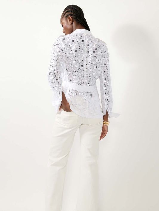 Saharienne en broderie anglaise blanche