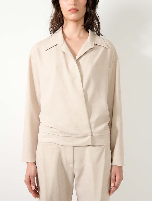 Blouson cache-cœur en crêpe imprimé sable