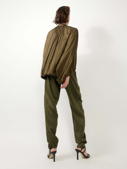 Khaki Angel Skin draped zipped jacket