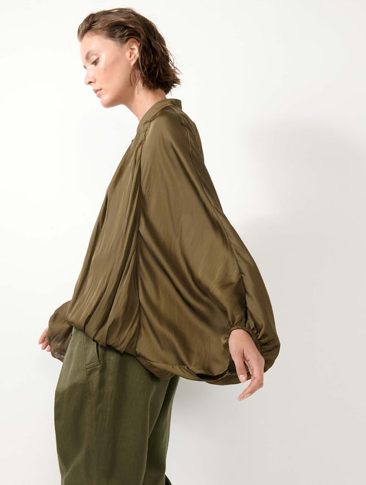 Khaki Angel Skin draped zipped jacket