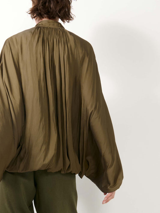 Khaki Angel Skin draped zipped jacket