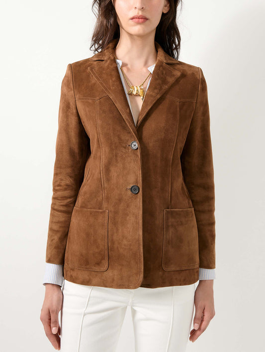 Veste en agneau velours marron