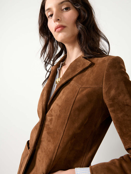 Veste en agneau velours marron
