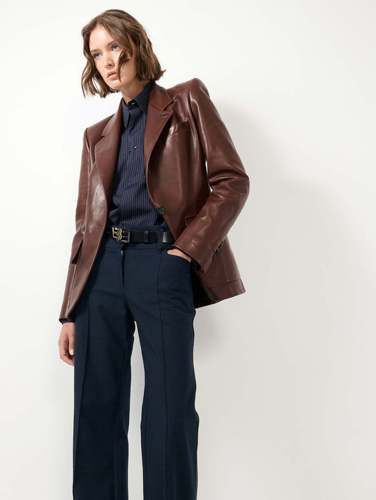 Veste en cuir plongé marron