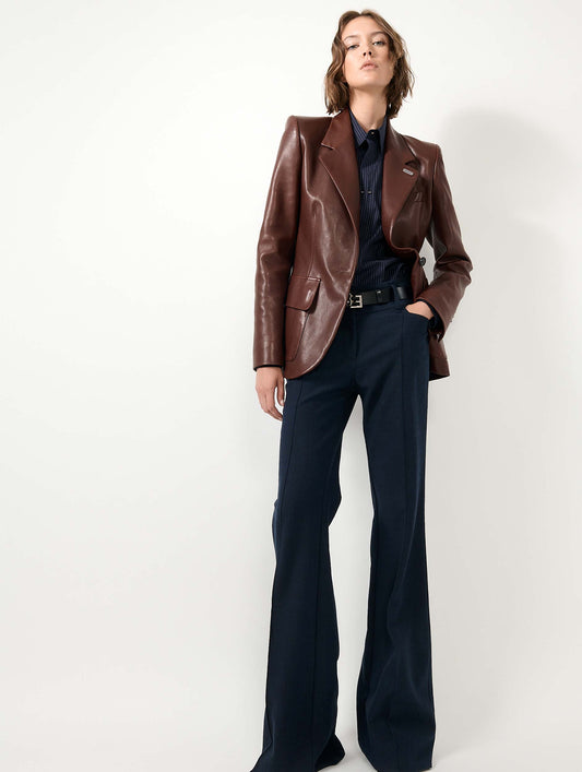 Veste en cuir plongé marron