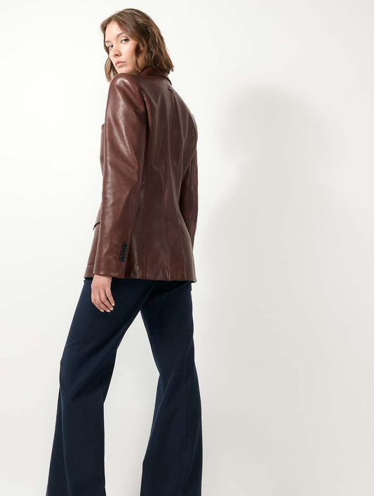 Veste en cuir plongé marron