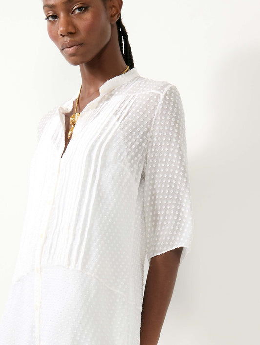 Robe en soie plumetis blanche