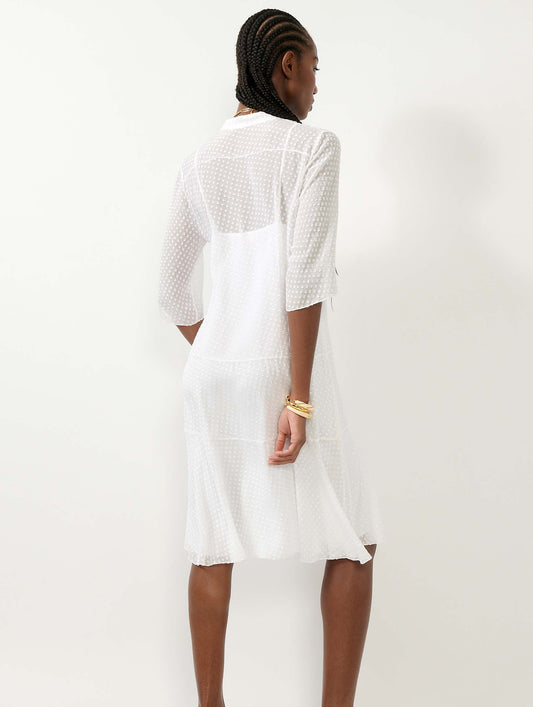 Robe en soie plumetis blanche