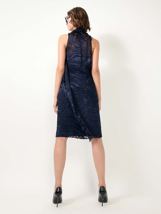 Robe en satin dévoré navy