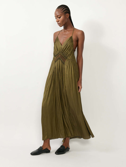 Khaki Angel Skin backless long dress